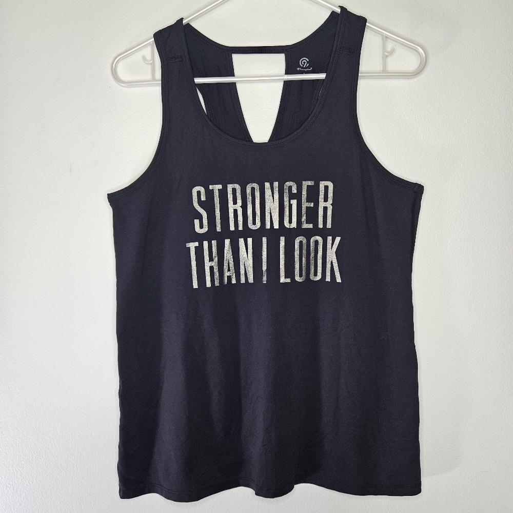 C9 by Champion Black Tank Top with Silver Text Sz S